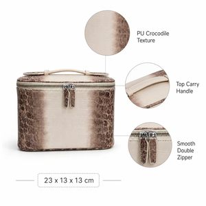 Premium PU Leather Women's Bag Gradient-effect Crocodile Texture Top-Handle Tote Bag Stylish <b>Makeup</b> Storage Handbag - Product Image 5