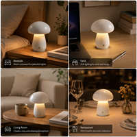 Lampe de table sans fil miniature en forme de champignon, rechargeable, lumière chaude LED, lampe décorative pour hôtel, restaurant, chambre, café