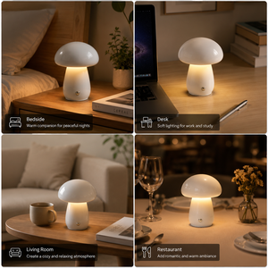 Linda Lámpara de Mesa Inalámbrica con Forma de Hongo, Recargable, Luz Cálida LED, Lámpara Decorativa para Hotel, Restaurante, Dormitorio, Cafeterí<span class=keywords><strong>a</strong></span> - Product Image 3