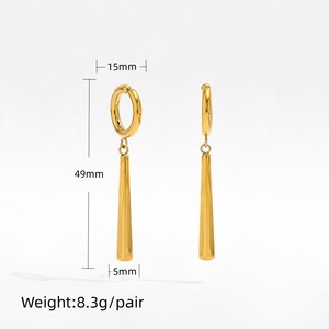 Fenny Creative Jewelry Smooth Clip on Earring <strong>Bar</strong> Dangle <strong>Hoop</strong> Earring Permanent Wholesale Stainless Steel Ladies Jewelry - Product Image 2