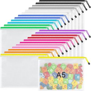 Juego de papelería YS, estuches para lápices, bolsas de gran capacidad, malla de nailon, cremallera, paquete a granel, 80 piezas, 10 colores, multiusos, Escuela/Oficina - Product Image 1