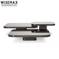WISEMAX-mesa de centro cuadrada de cristal para sala de estar, muebles de lujo de acero inoxidable, conjunto para hotel