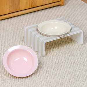 Yaratıcı Krem Rengi Yuvarlak Seramik Çevre Dostu Evcil Hayvan Mama Kabı, Akrilik Standlı Devrilmez Köpek Su Kabı (Ev İçin) - Product Image 3