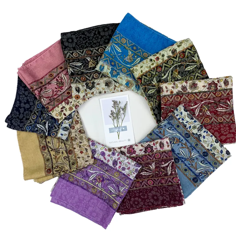 2020 russie hotsale coton tissu paisley design carré foulard hijab pour les femmes
