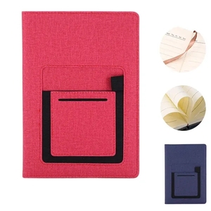 Ensemble cadeau de carnet de notes professionnel A5 promotionnel avec logo personnalisé, journal de réunion avec couverture en cuir élégante et design avec poche - Product Image 3