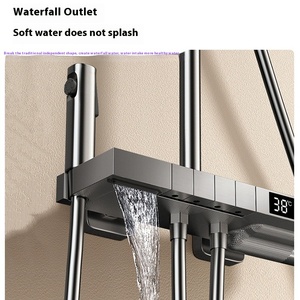 Grey Water <strong>Plate</strong> Brass Thermostatic Faucets Brushed Soft Jet Massage Complete Household Lifting Pressurized Apartment - Product Image 3