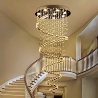 Lustre de villa de style européen pour escalier, idéal pour salon à double hauteur, en spirale, en cristal, romantique et décoratif pour restaurant
