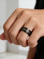 Bague simple en acier titane plaqué or noir PVD 8 mm, bijoux minimalistes pour hommes, fabrication OEM sur mesure