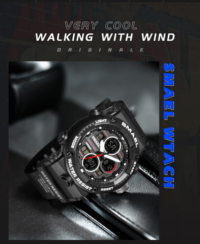 SMAEL 8038 reloj men sports quartz watch analog digital waterproof wrist watches