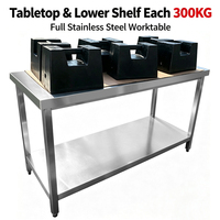 Table de travail en acier inoxydable 304, pieds carrés, capacité 500 kg/m, pieds réglables, usage intensif, cuisine commerciale, restaurant, OEM