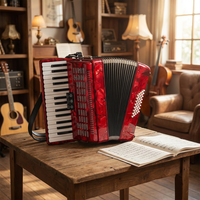 OEM High Quality Professional 30 Keys 48 Bass 3 Registers Red Blue Celluloid Wood Portable Piano Keyboard Accordion Chromatic