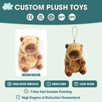 Llavero de peluche de capibara personalizado con mochila azul, mascota de animal de peluche suave, OEM ODM, colgante de bolso personalizado, venta al por mayor
