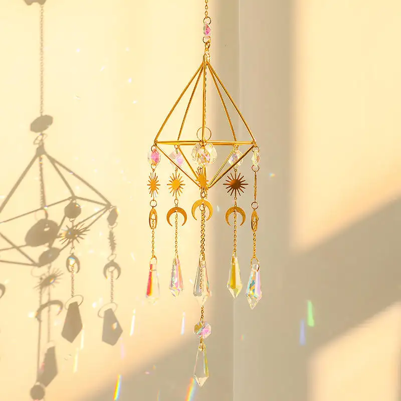 Colgante de bola de luz de cristal de alta calidad DIY Jardín Cristal jardín campanas de viento colgante decoración colgante de cristal PIEDRA NATURAL