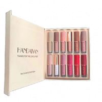 HANDAIYAN Ensemble de rouge à lèvres liquide cosmétique de maquillage personnalisé 12 couleurs Brillant à lèvres antiadhésif Étanche et échantillon de taille