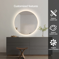Miroir LED rond pour projet hôtelier, CRI 90+, norme LED ERP, avec fonction anti-buée et étanche