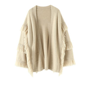 GUOOU Grand Manteau Hiver Lourd Epais Frangé Cardigan en <span class=keywords><strong>Cachemire</strong></span> à Manches Larges pour Femmes Long <span class=keywords><strong>Pull</strong></span> en <span class=keywords><strong>Cachemire</strong></span> Pur - Product Image 1