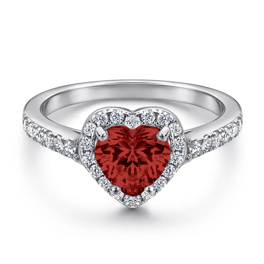 Anillo de compromiso clásico de Plata de Ley 925 con forma de corazón, anillo colorido de boda, para fiesta