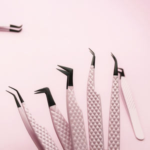 Set Penjepit Bulu Mata Lashfine 90 Derajat Private Label Fiber Grip Fiber Tip Volume dari Baja Anti Karat untuk Ekstensi Bulu Mata - Product Image 3