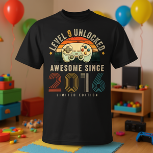 Camiseta de cumpleaños Level 9 Unlocked 2016 para niños de 9 años, edición limitada - Product Image 3