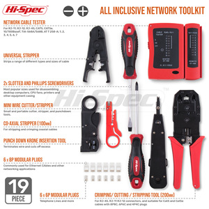 Kit de herramientas de red de alta especificación con crimpadora, comprobador y pelacables para reparación e instalación de cableado Ethernet - Product Image 3