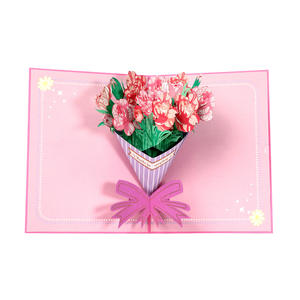 Biglietto d'Auguri Tridimensionale Creativo con Bouquet Dorato per la Festa della Mamma e del Insegnante - Product Image 1