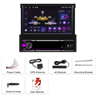 Hikity Single Din 7 ''8 Core 6 + 128G Android Car Audio Ecran Rétractable Stéréo de Voiture Sans Fil CarPlay Android Auto GPS WIFI 4G