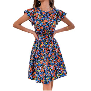 Robe à imprimé floral violet pour femmes, décontractée, en tissu doux, vêtements de maison, robe confortable pour femmes, tenue de détente quotidienne - Product Image 2