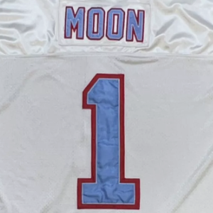 2025 Nieuwe Gestikte Blauwe Witte Amerikaanse Voetbalshirts Houston 1 Warren Moon 34 Earl Campbell - Product Image 3