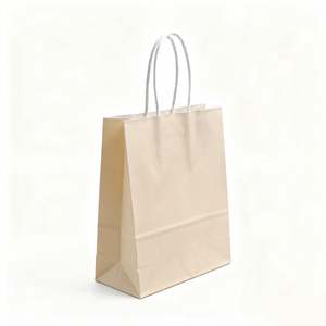 KM Custom Printed Plain Yellow Color Shopping Kraft <b>Paper</b> <b>Bag</b> with Handles - Product Image 1