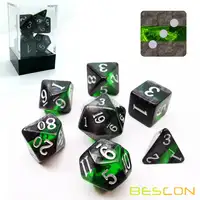 Bescon Mineral Kayalar GEM VINES Çokyüzlü D & D Zar 7 Set, RPG Rol yapma Oyunu Zar 7 adet Set ZÜMRÜT