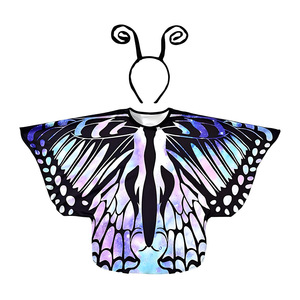 Children's <b>Butterfly</b> <b>Wings</b> Cape Gradient Print <b>Costume</b> Girls Halloween Dance Performance Wear - Product Image 1