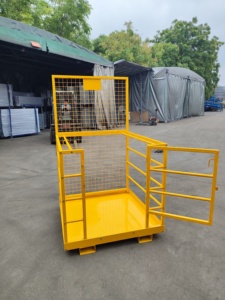 Cage de sécurité pliable robuste pour chariot élévateur, plateforme de travail en acier, panier de travail pour entrepôt et maintenance en hauteur - Product Image 1