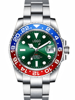 Montre mécanique GMT pour homme de style plongée, en acier inoxydable, avec cristal saphir, aiguilles résistantes à l'eau 200m, mouvement japonais NH34