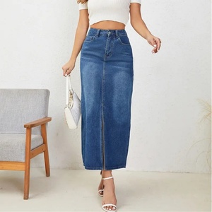 Wholesale Summer New Fashionable High Waist Casual Retro Denim Women's Half Skirt <b>Jeans</b> Skirt Women Denim - Product Image 3