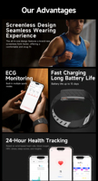Bracelet intelligent KR96PRO pour hommes et femmes, moniteur d'activité physique avec surveillance ECG+PPG pour plus de 120 modes d'exercice, étanche 3ATM