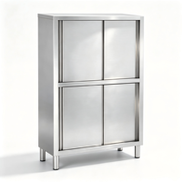 Armoire de rangement en acier inoxydable pour usage commercial avec 4 portes coulissantes pour cuisine de restaurant