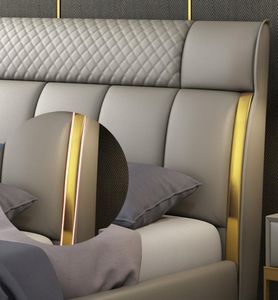 سرير جلدي فاخر شمالي سرير جلد إيطالي بسيط حديث - Product Image 5