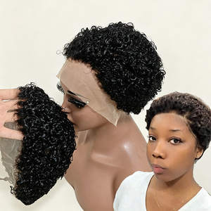 Letsfly Bleach Knots 13x4 Court Bouclés Lace Front Perruque Pré Coupe Dentelle Perruque de Cheveux Humains Perruque pour les Femmes Noires 36 $ - Product Image 1