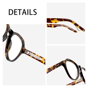 Handmade Vòng Acetate Kính mắt với nhỏ kim loại trang trí biểu tượng tùy chỉnh khung quang học Eyewear Kính đọc sách cho Bán Sỉ - Product Image 2