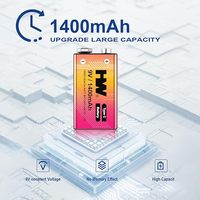 4 Paket Baterai HW Harga Grosir 9V USB Isi Ulang 1400mAh 1600 Siklus Baterai Li-ion dengan Kabel Tipe-C