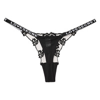 Culottes string en nylon tricoté pour femmes, fines, à motif floral, à taille basse, confortables, respirantes et à séchage rapide, avec lanières à lettres, pour adultes, vente en gros