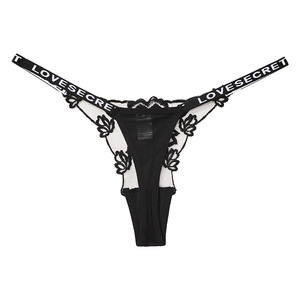 Tangas de encaje con tiras y letras para mujer al por mayor, bragas florales sexys de cintura baja, tangas cómodas y suaves OEM ODM - Product Image 5