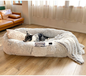 Luxuriöses modernes rundes Plüsch-Haustier bett mit winter warmer Schwamm matratze und stilvollem Cartoon-Druck für Hunde - Product Image 6