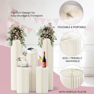Soporte cilíndrico portátil encriptado <span class=keywords><strong>de</strong></span> 60 páginas, plegable, <span class=keywords><strong>de</strong></span> cartón, para tartas altas, pedestal, mesa <span class=keywords><strong>de</strong></span> exhibición para bodas y fiestas - Product Image 5