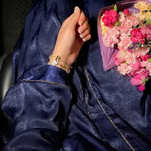 2024 Wholesale EID Ramadan Dubai Turkey Tunic Modest Abaya Islamic Clothing Robe Luxury Plain Muslim Women Dress Open Abaya