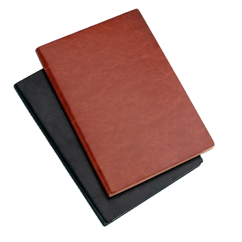 A5 Carnet de notes de réunion en cuir pour bureau d'affaires avec logo personnalisé Carnet de notes d'étudiant en PU simple et à la mode coffret cadeau