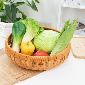 Juego de cestas de ratán, 3 piezas, cesta circular marrón ecológica para almacenamiento de frutas, pan, verduras, uso en la cocina - Product Image 2