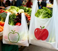 Sacs en plastique personnalisables pour le shopping, sacs en forme de T-shirt, sacs en plastique imprimés sur mesure