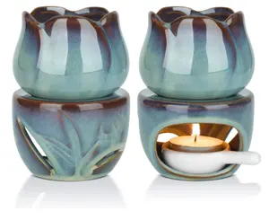 Modern Custom Wax Warmer Aroma round porcelain Ceramic Tea Light Essential Oil Burner