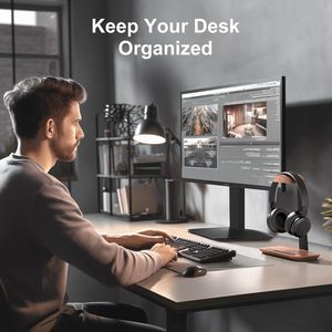 Soporte Universal para Auriculares de Madera de Nogal con Base de Almacenamiento para Gaming, <span class=keywords><strong>AirPods</strong></span> <span class=keywords><strong>Max</strong></span>, Bose, Razer - Product Image 3